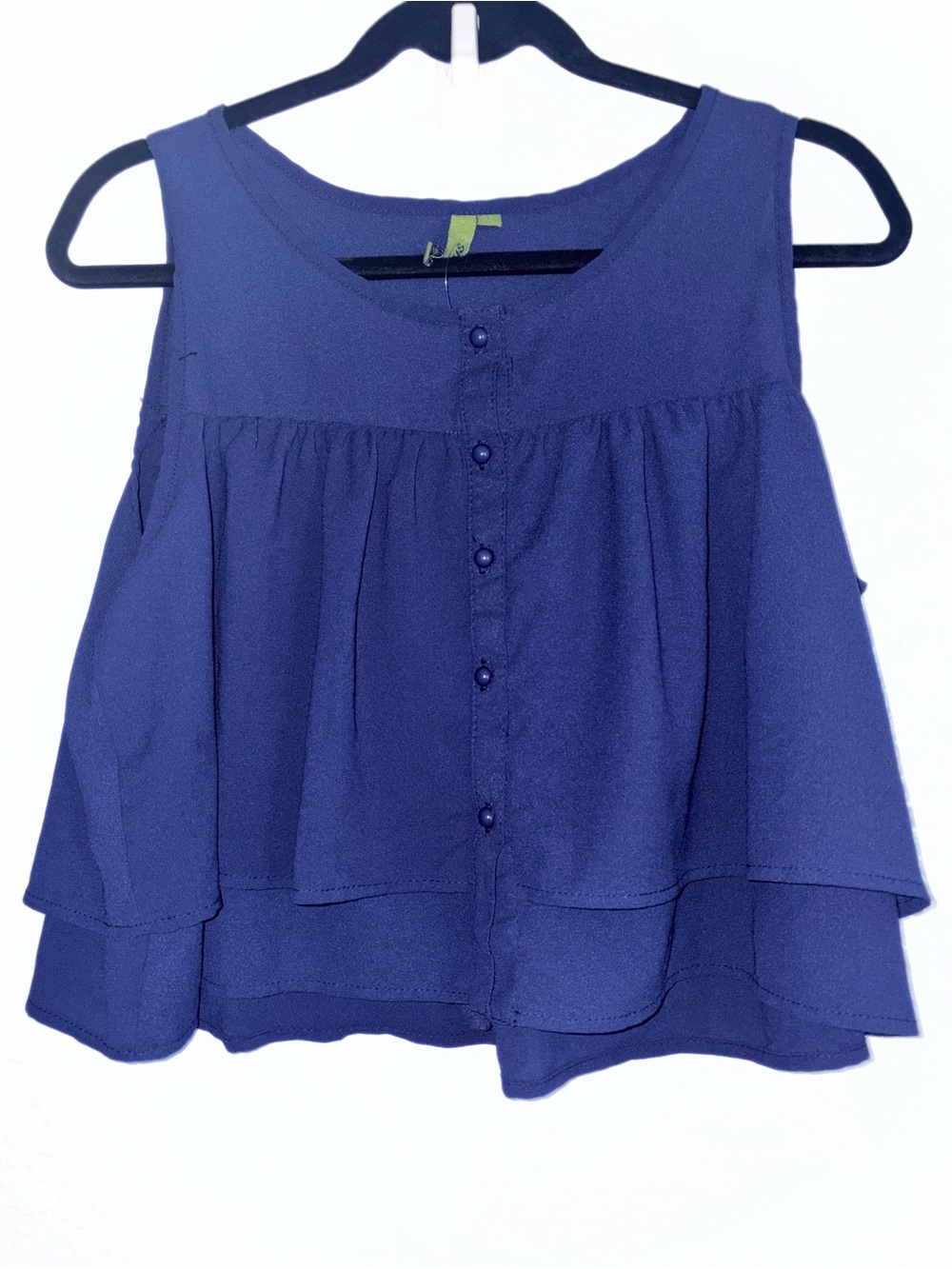 Kirious brand | Layered Navy Blue Button-Front Women's Top